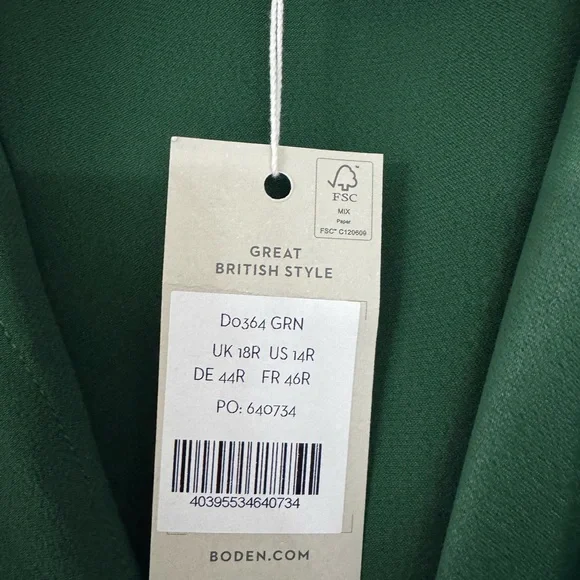 NWT Boden Emerald Satin Midi Dress - Picture 3 of 4